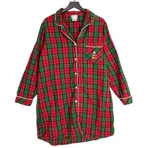 Disney Red and Green Plaid Pajama Shirt
